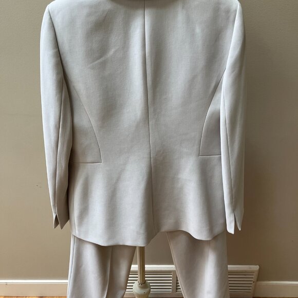 KASPER 12 Neutral Off-white Greige Cream 2-piece All-Lined Jacket Pant SUIT - Picture 3 of 9